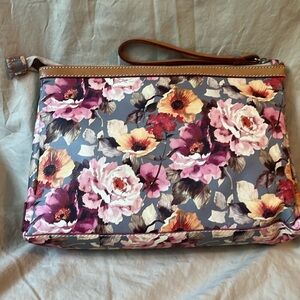 Cavalcanti Italian Floral Wristlet Bag Genuine Leather Made in Italy